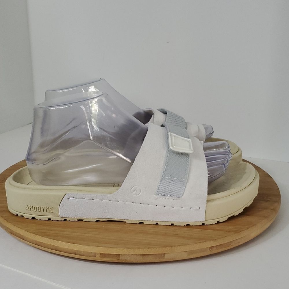 Anodyne No. 65 Slide Sandals White Leather Comfort Shoes Women's Size 8